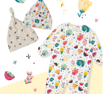 surface pattern design mockup on baby layette