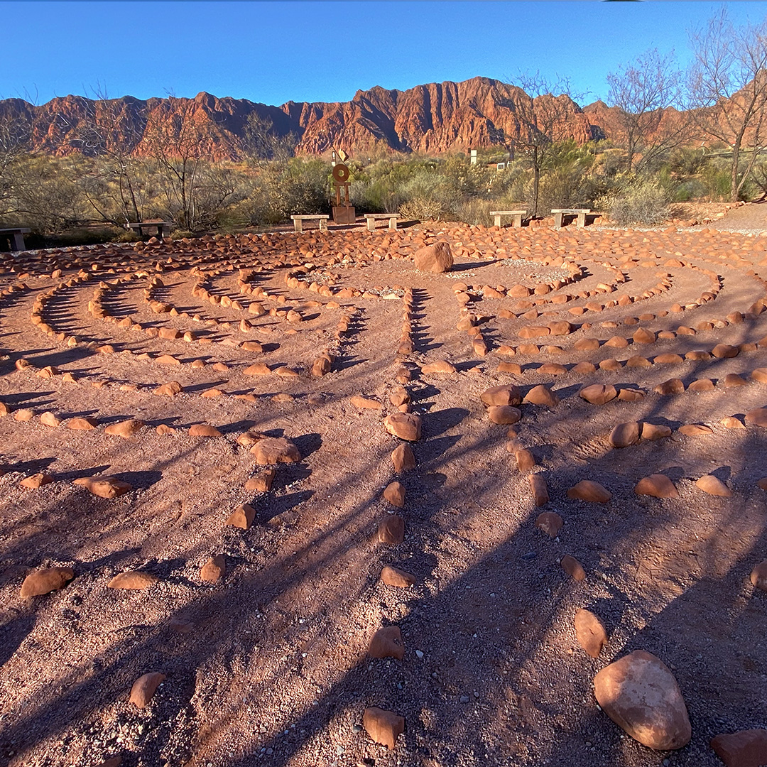 art in nature sculpture featuring Desert Rose Labyrinth in Kayenta Art Village