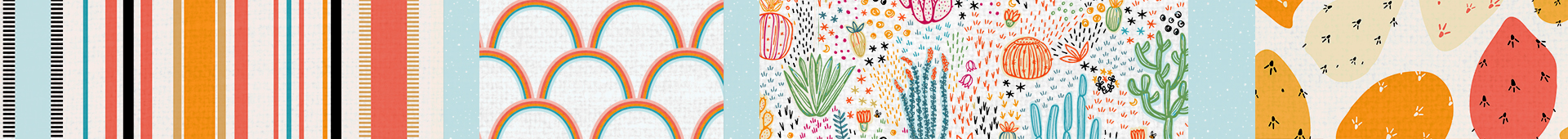 image shows a patchwork of colorful patters in a horizontal strip.