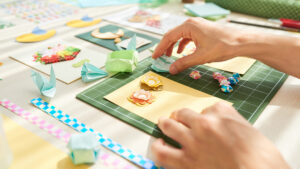 image shows crafts for handmade greeting cards