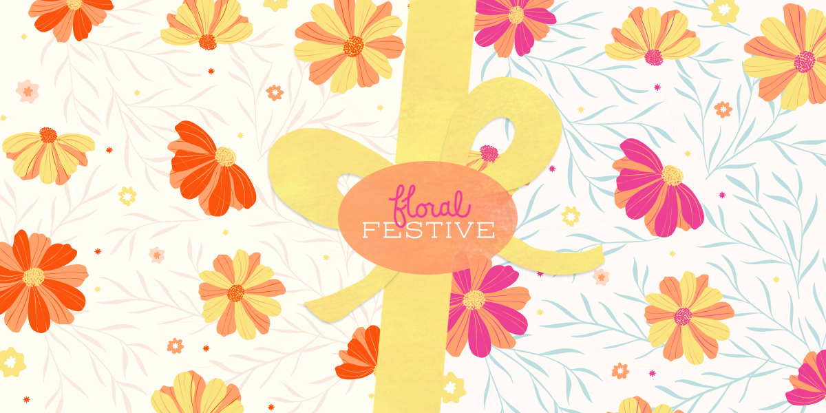 image shows a floral pattern illustration in two color ways.