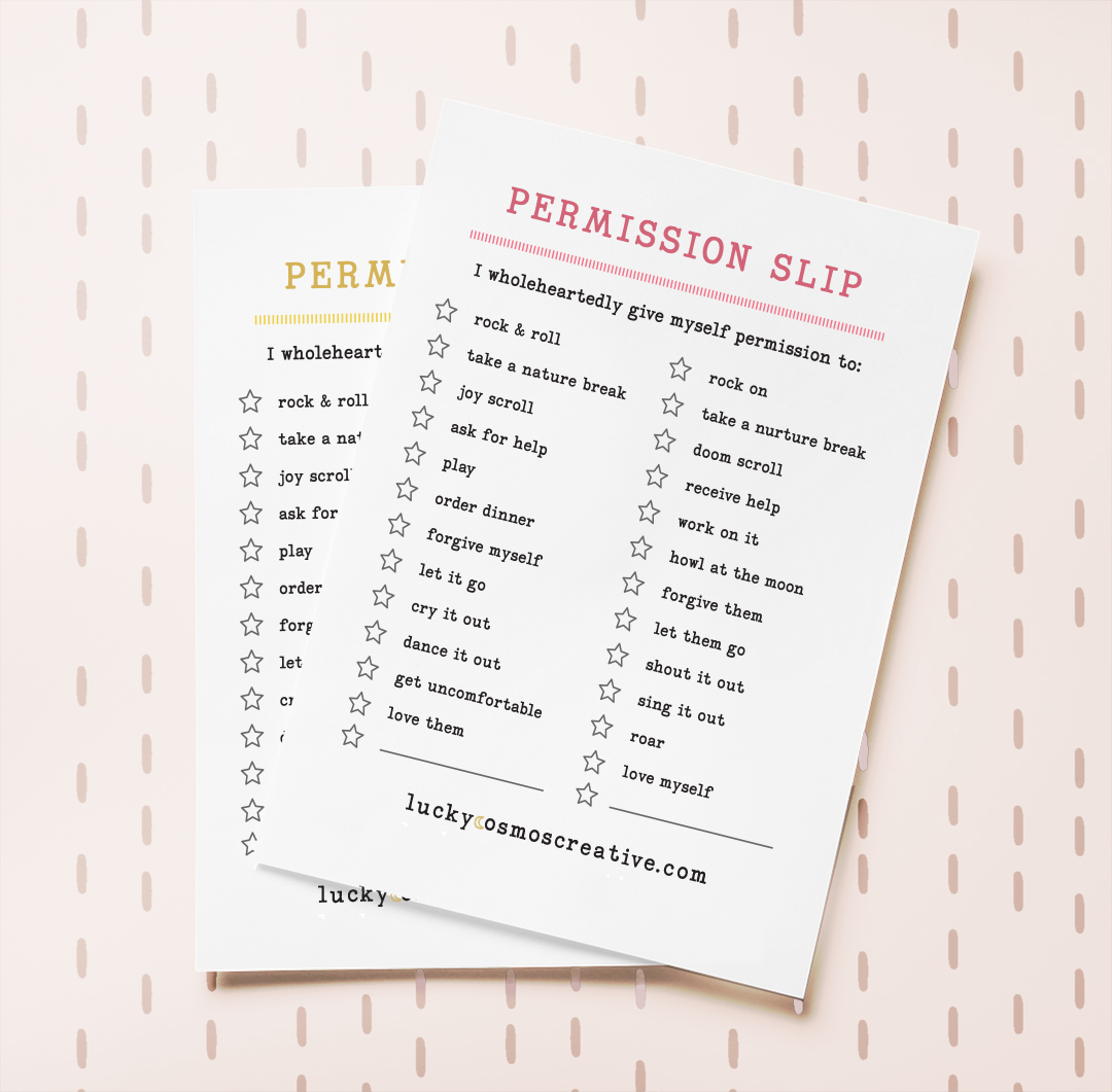 image shows two small printed permission slips.